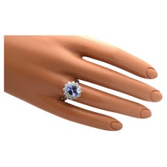 Anello cocktail con tanzanite e diamanti in oro bianco 18KT Artigianato di pregio