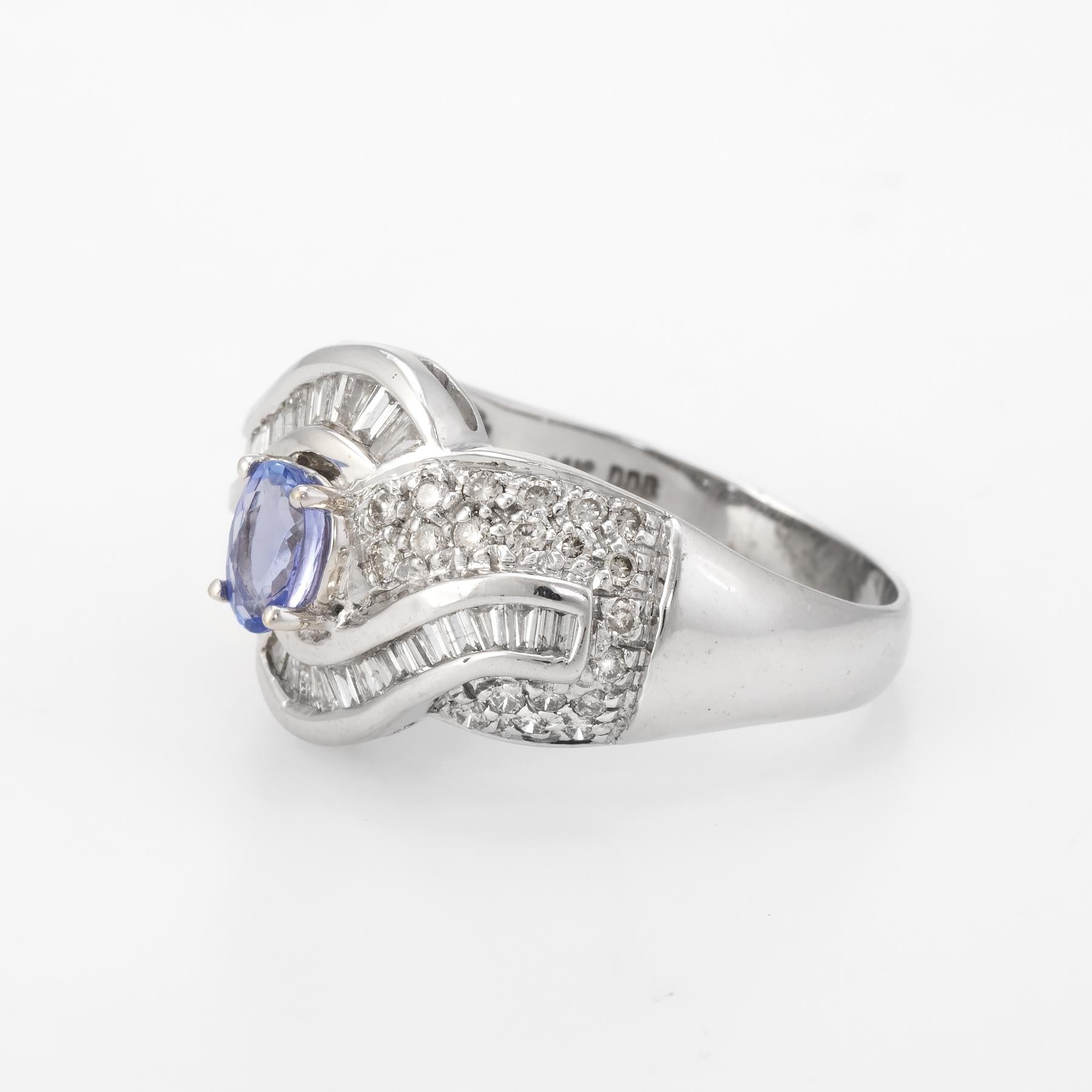 Oval Cut Tanzanite Diamond Cocktail Ring Estate 14 Karat White Gold Vintage Fine Jewelry