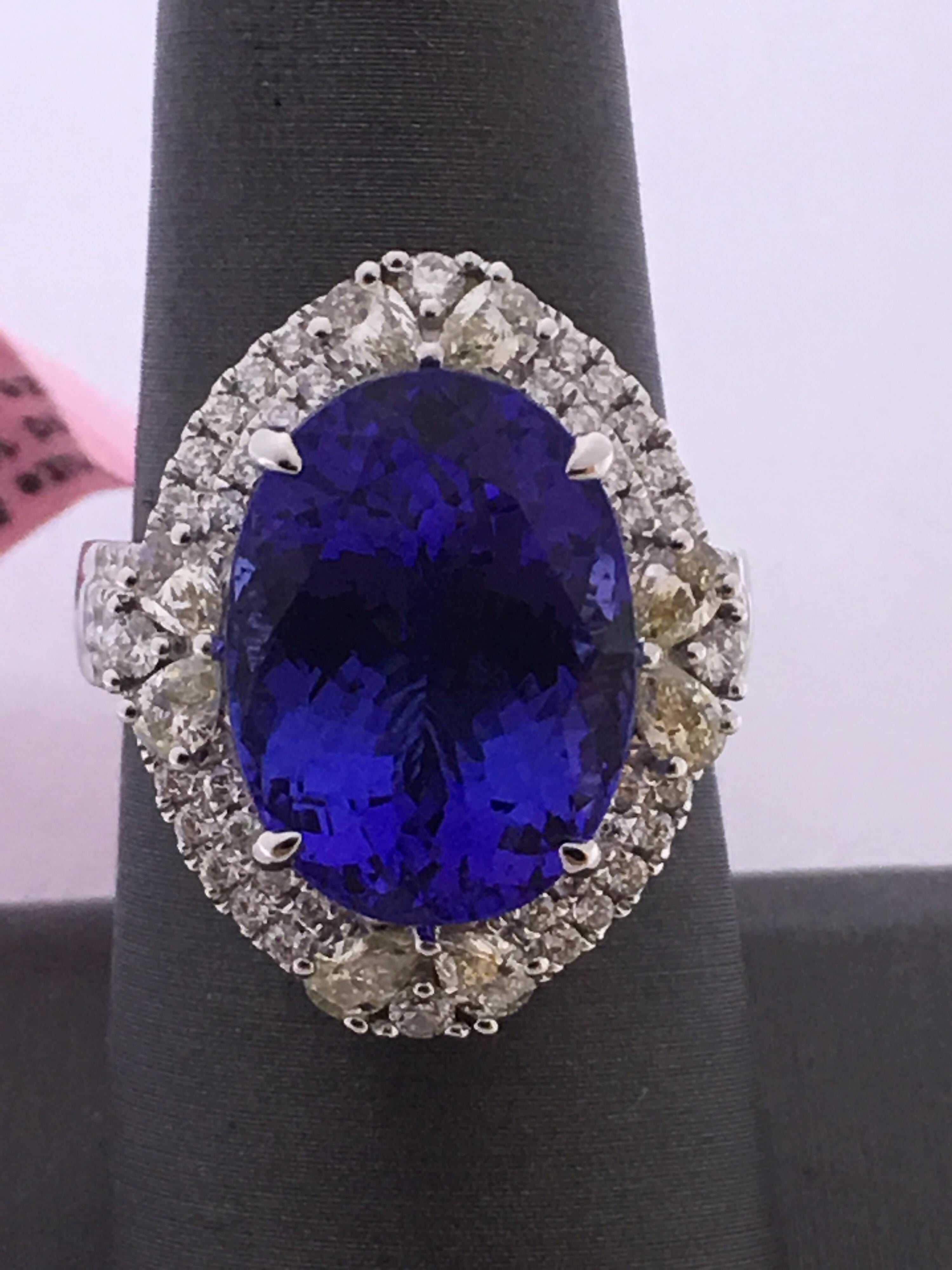 Contemporary Tanzanite Diamond Cocktail Ring