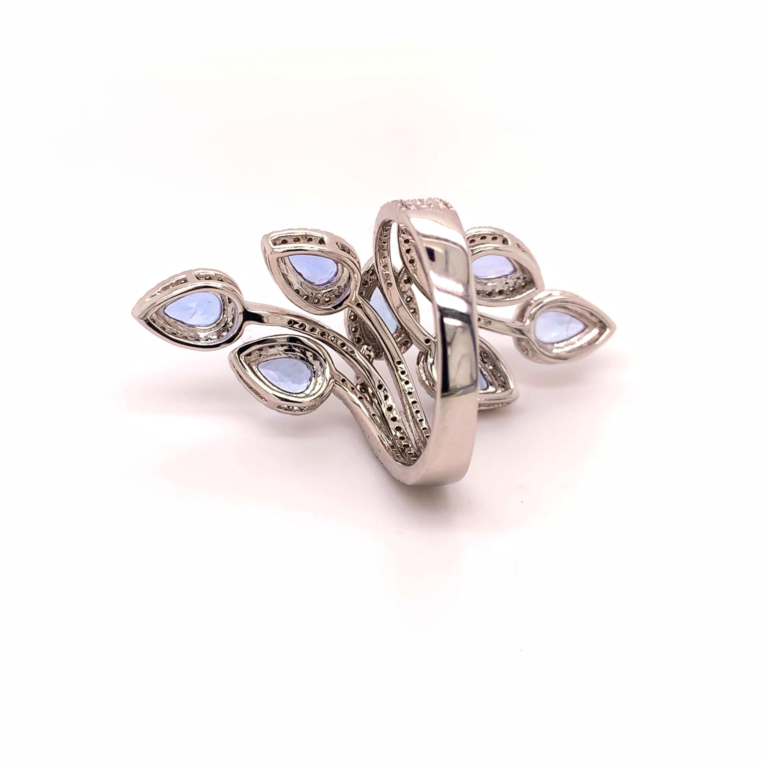 Pear Cut Tanzanite Diamond Cocktail Ring