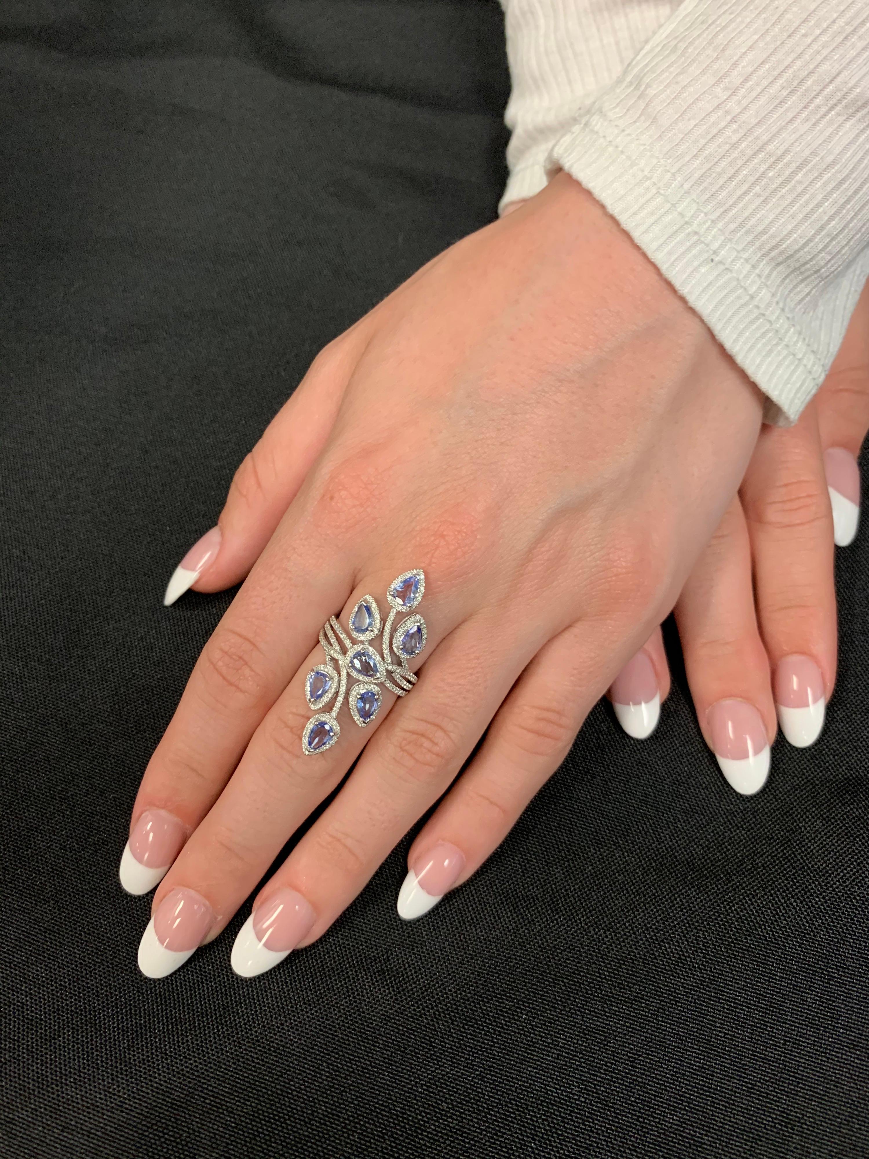 Women's or Men's Tanzanite Diamond Cocktail Ring