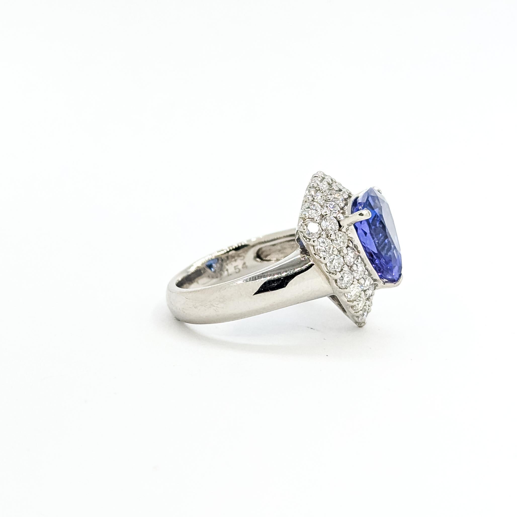 Anello cocktail con tanzanite e diamanti in platino in vendita 1