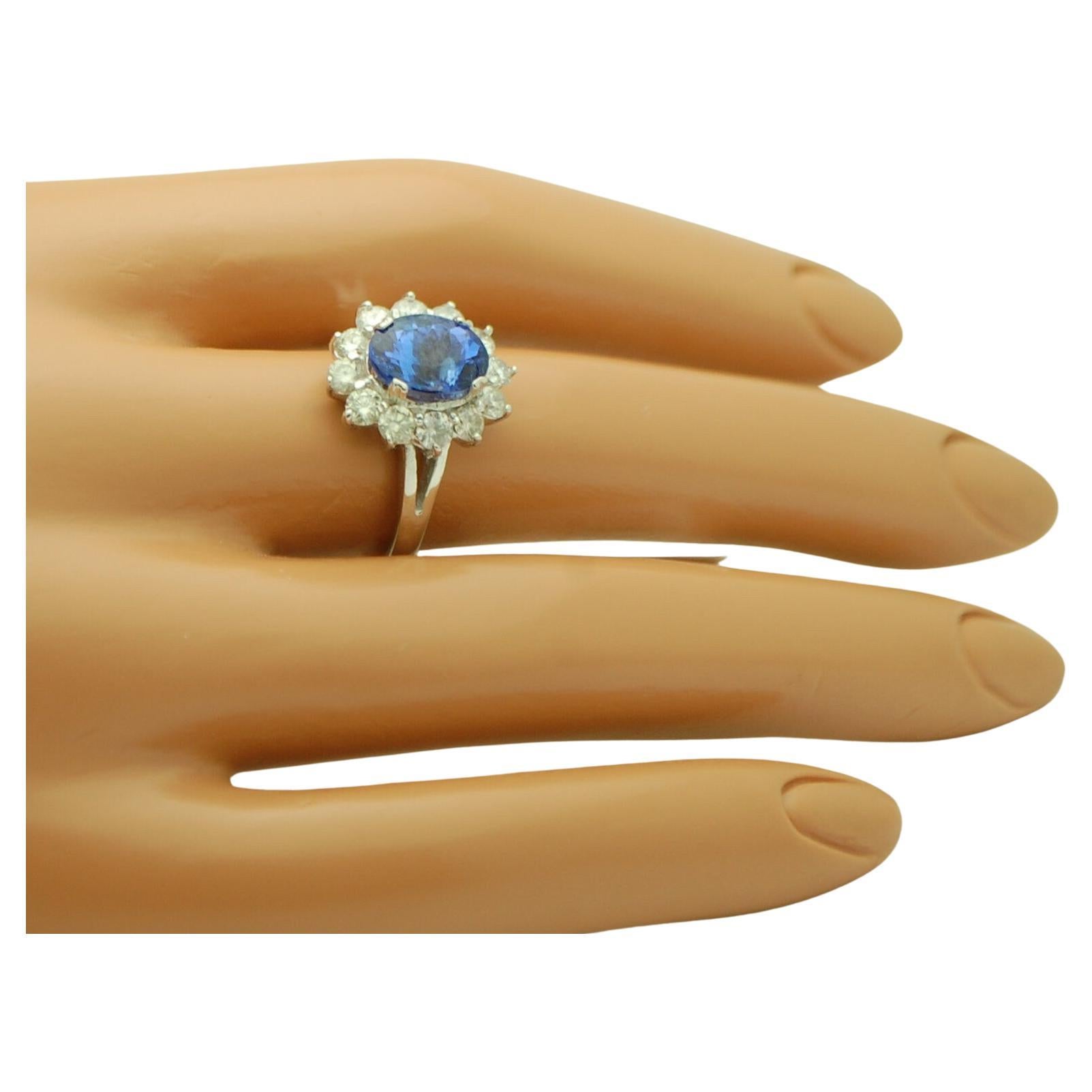 Stunning elegant, luxurious Tanzanite and diamond ring in platinum. Well crafted ring with a vibrant Violet Tanzanite and sparkling VS diamonds!

Details of the item:
Metal: platinum
Diamond weight: 1.00ct
Diamond Clarity: VS-SI
Diamond Color:
