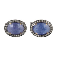 Boutons de manchette tanzanite et diamants