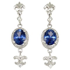 Orecchini pendenti con diamanti e tanzanite