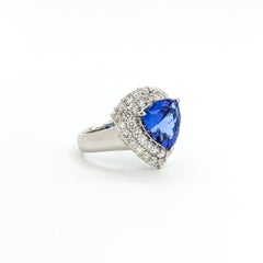 Tanzanite & Diamond Double Halo Cocktail Ring in Platinum - GIA Report: 22358793