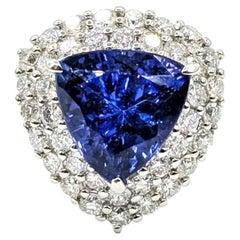 Tanzanite & Diamond Double Halo Cocktail Ring in Platinum - GIA Report: 22358793