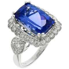 Tanzanite Diamond Dress Ring 18 Carat White Gold