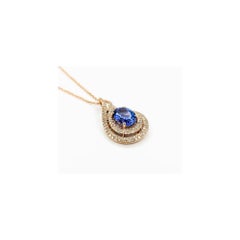 Tanzanite & Diamond Drop Pendant Necklace in 14k Rose Gold