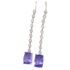 Tanzanite Diamond Earring 18k White Gold 4.70 TCW Certified Tanzanite Diamond Earring 18k White Gold 4.70 TCW Certified