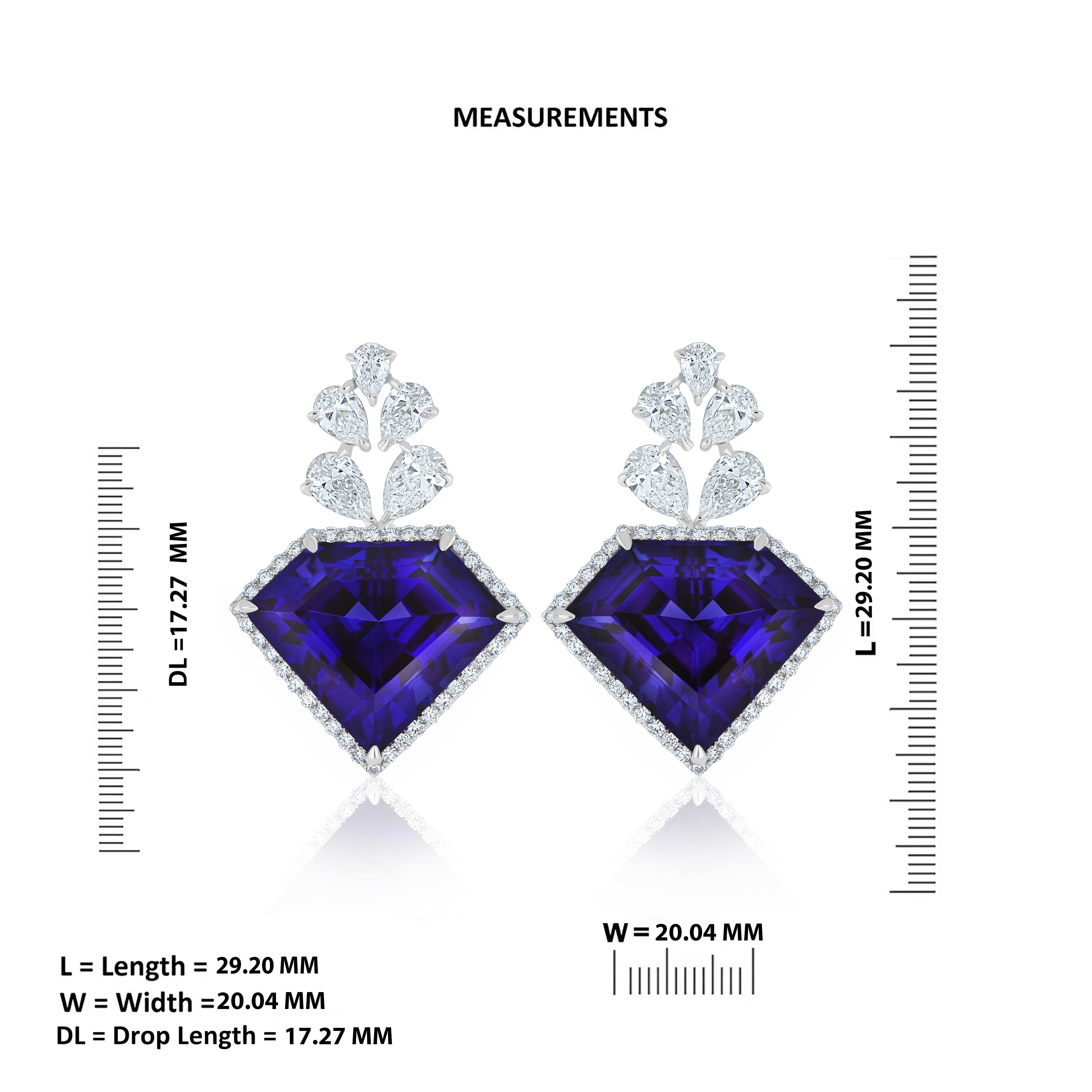 Women's Tanzanite & Diamond Earring in 18 karat White Gold For Sale