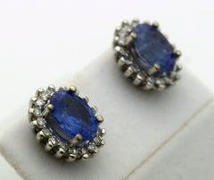 Tanzanite diamond earrings 18KT gold cocktail earrings