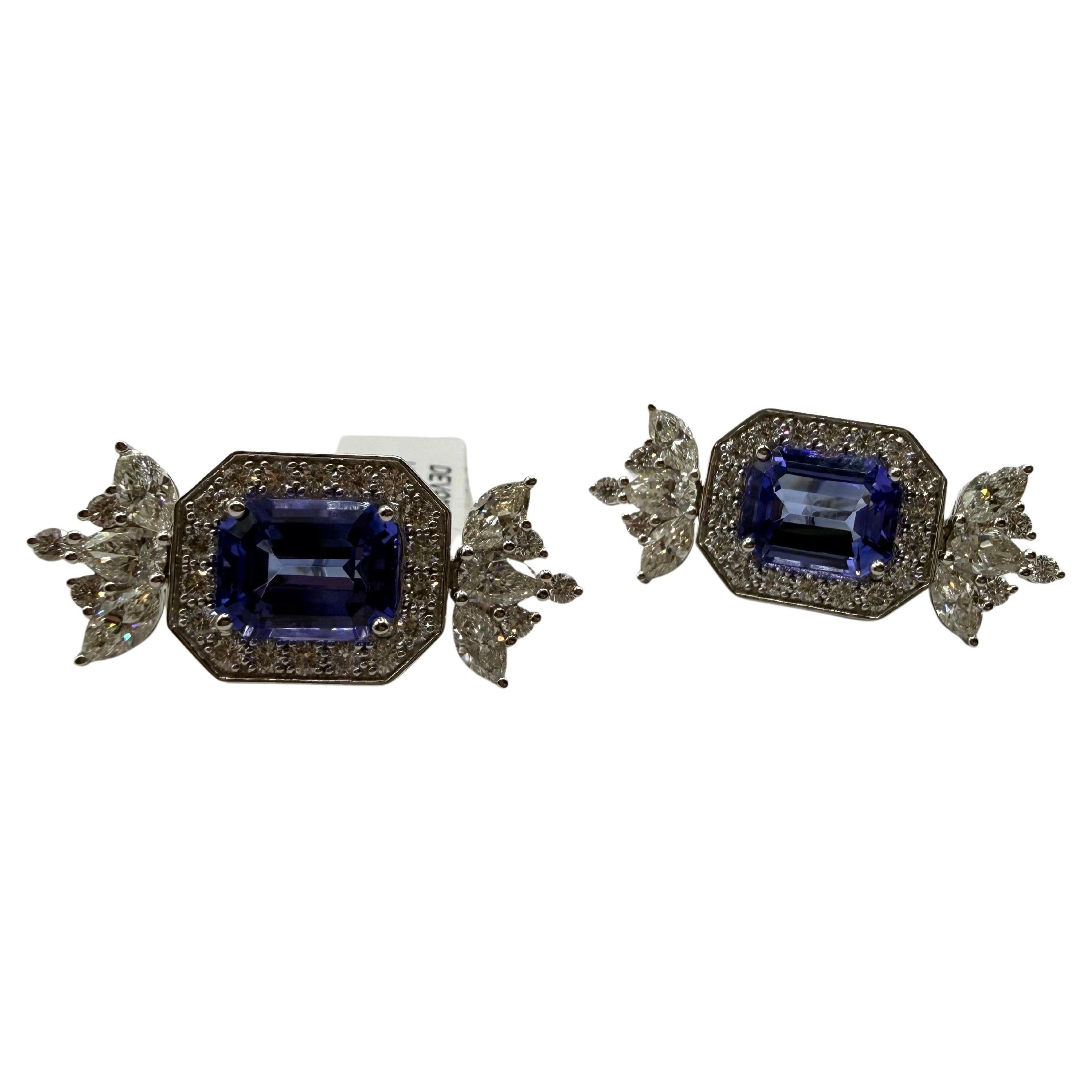 Tanzanite Diamond earrings candy design 18KT gold rare earrings matching tanzani