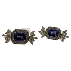 Tanzanite Diamond earrings candy design 18KT gold rare earrings matching tanzani
