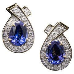 Tanzanite 
Diamond Earrings Circa 1990s