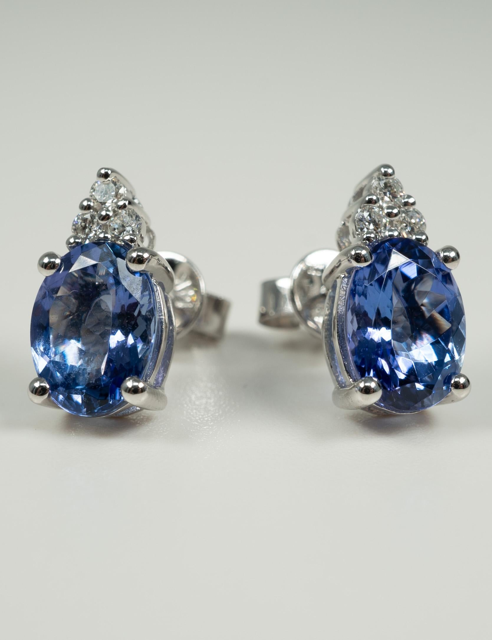 Oval Cut Tanzanite Diamond Earrings