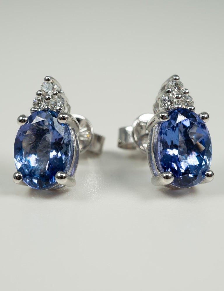 Oval Cut Tanzanite Diamond Earrings For Sale