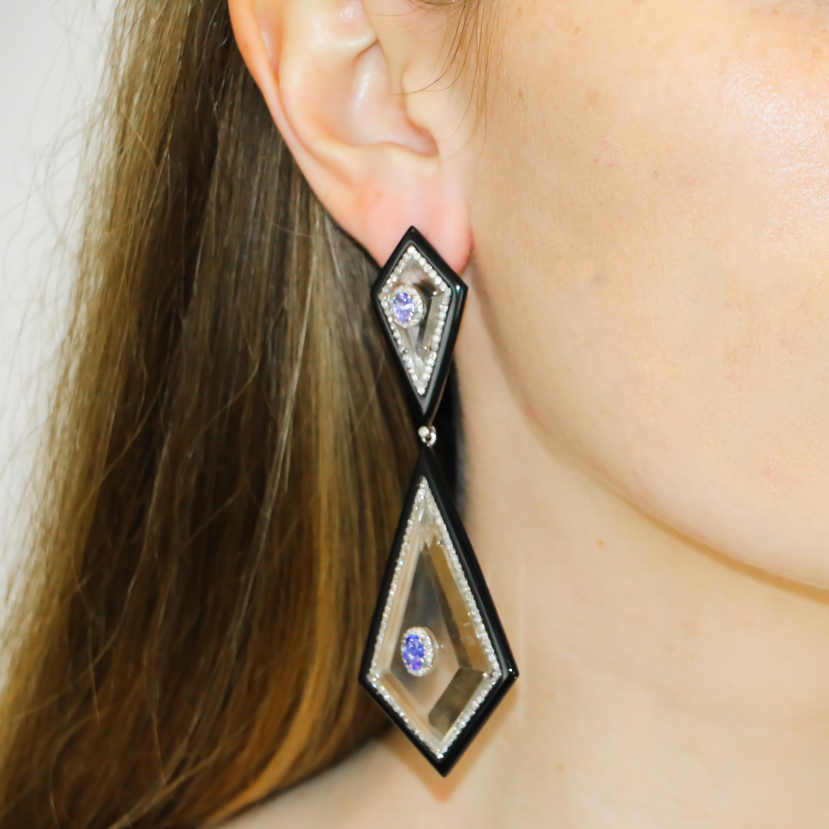 Oval Cut Tanzanite and Diamond Earrings