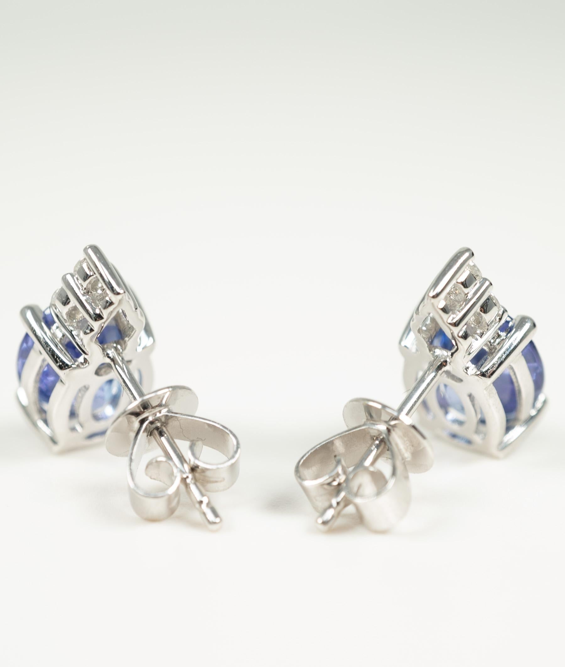 Women's or Men's Tanzanite Diamond Earrings