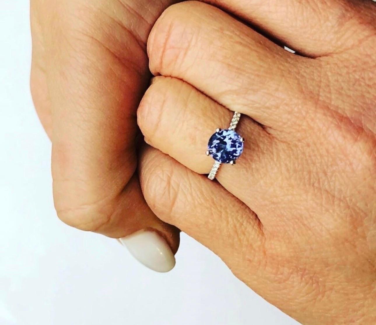 Tanzanita Diamante anillo de compromiso 18KT oro Corte brillante en venta