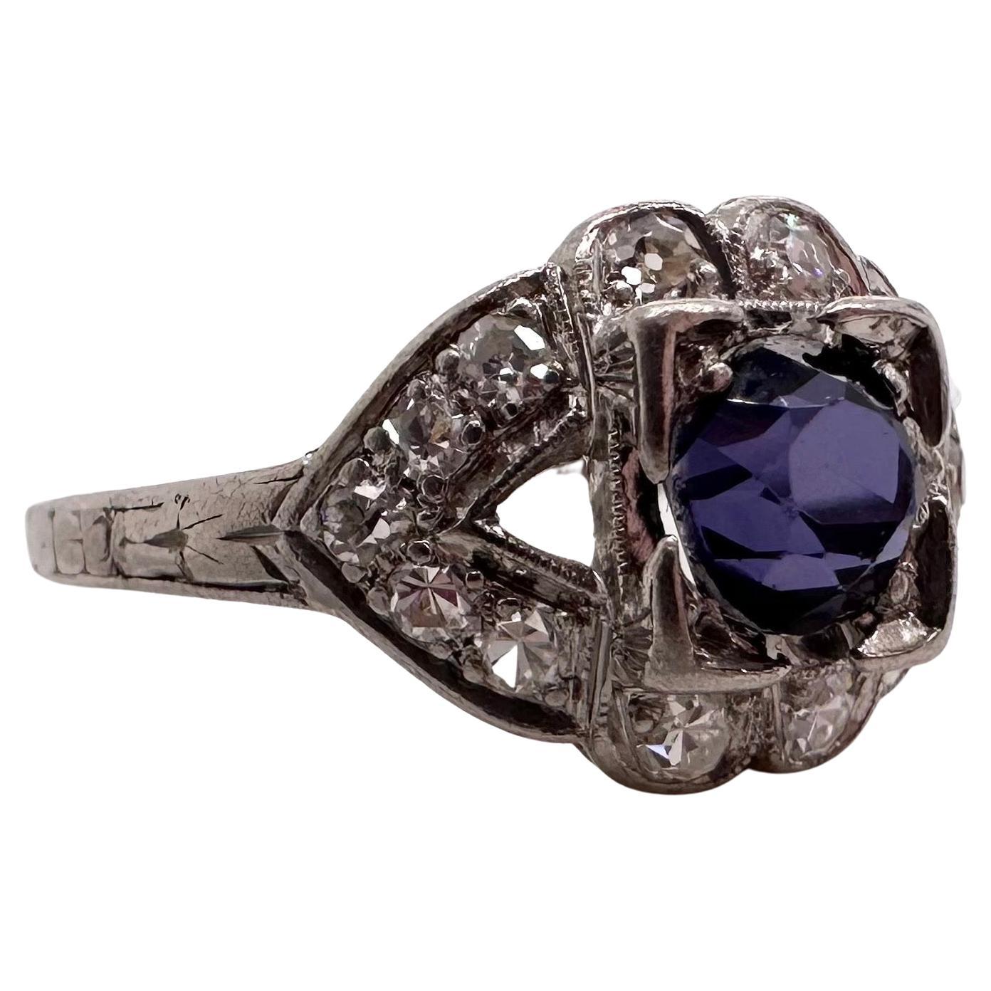 Tanzanite & Diamond engagement ring in Platinum For Sale