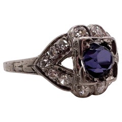 Tanzanite & Diamond engagement ring in Platinum
