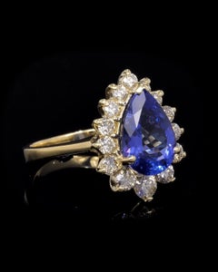 Tanzanite & Diamond Fancy Shape Ring on 14 Karat Yellow Gold