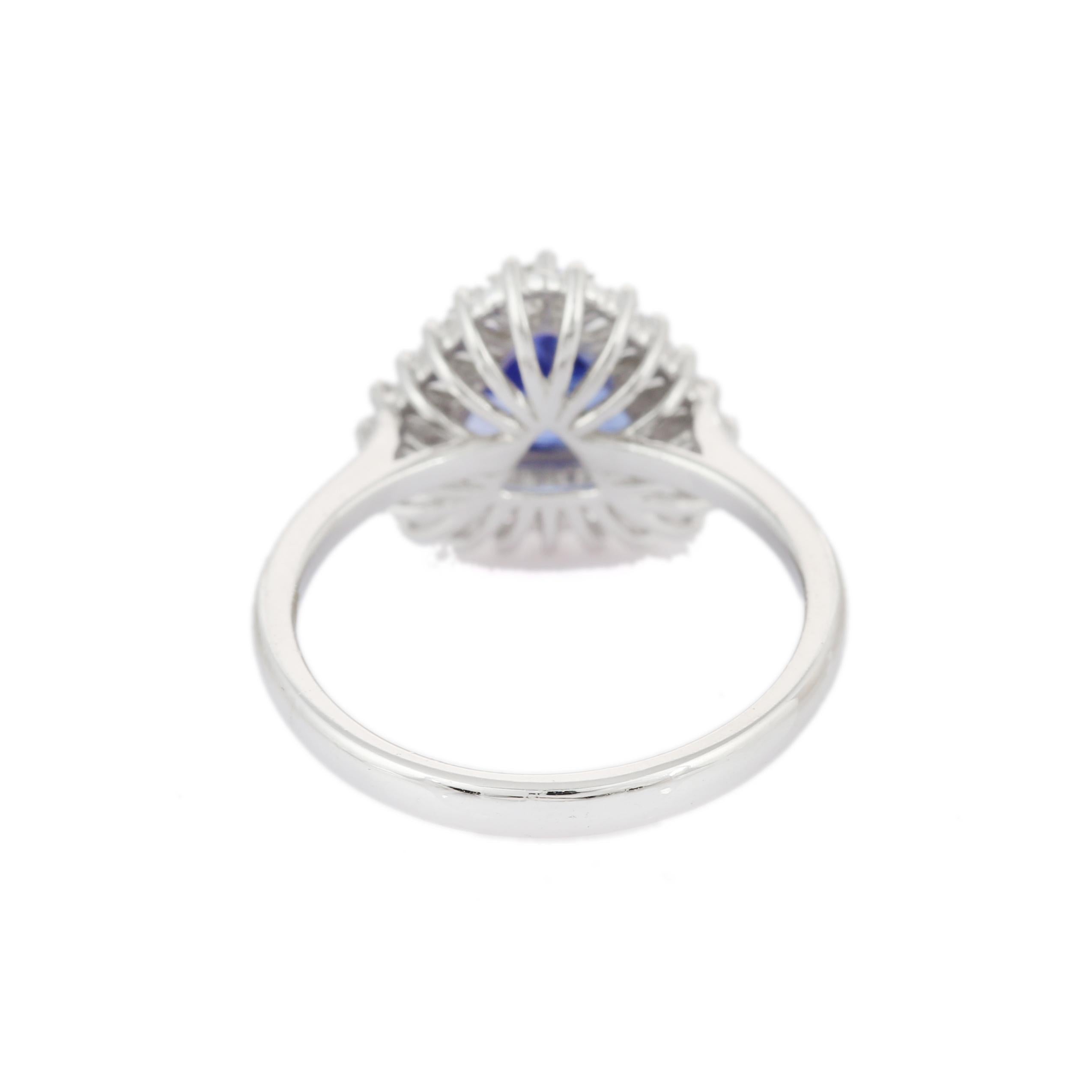 For Sale:  Tanzanite Diamond Gemstone Engagement Ring in 18K Solid White Gold  5