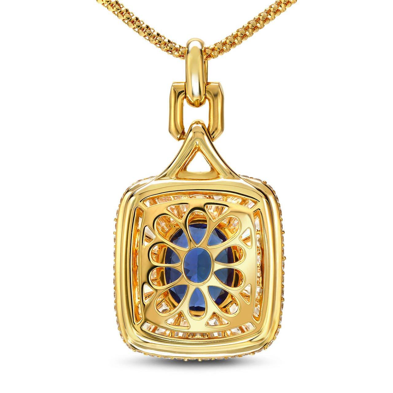 Modern Tanzanite Diamond Pendant Necklace
