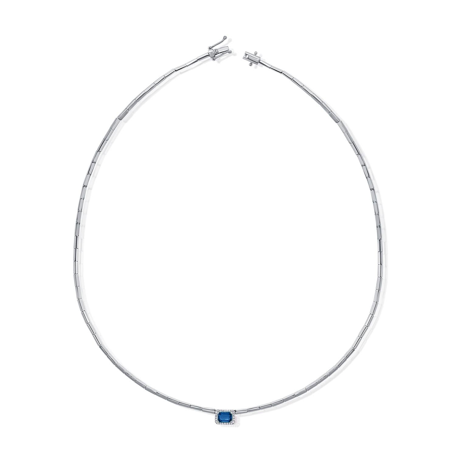 Collier à maillons halo en or jaune 14 carats avec tanzanite et diamants 0,74 carat poids total en vente 4