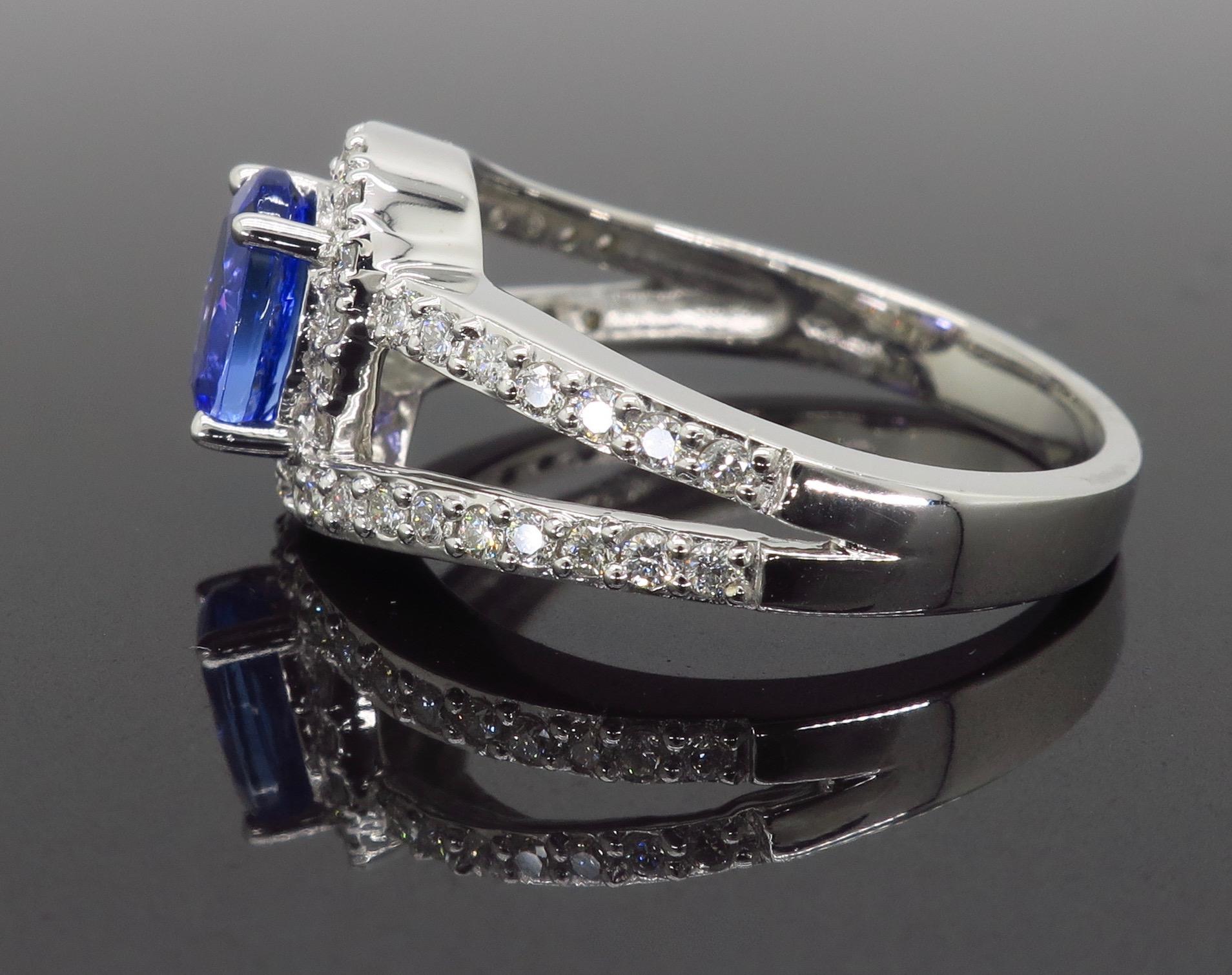 Women's Tanzanite and Diamond Halo Ring