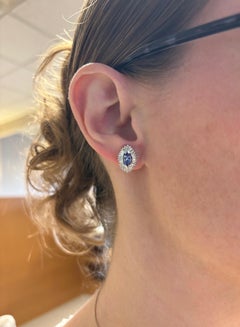 Tanzanite & Diamond Halo Stud Earrings