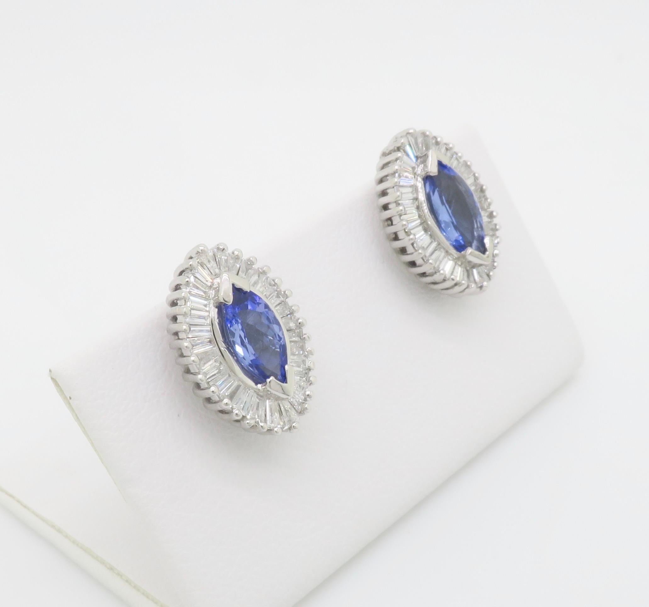 Tansanit & Diamant-Halo-Ohrstecker im Zustand „Neu“ im Angebot in Webster, NY