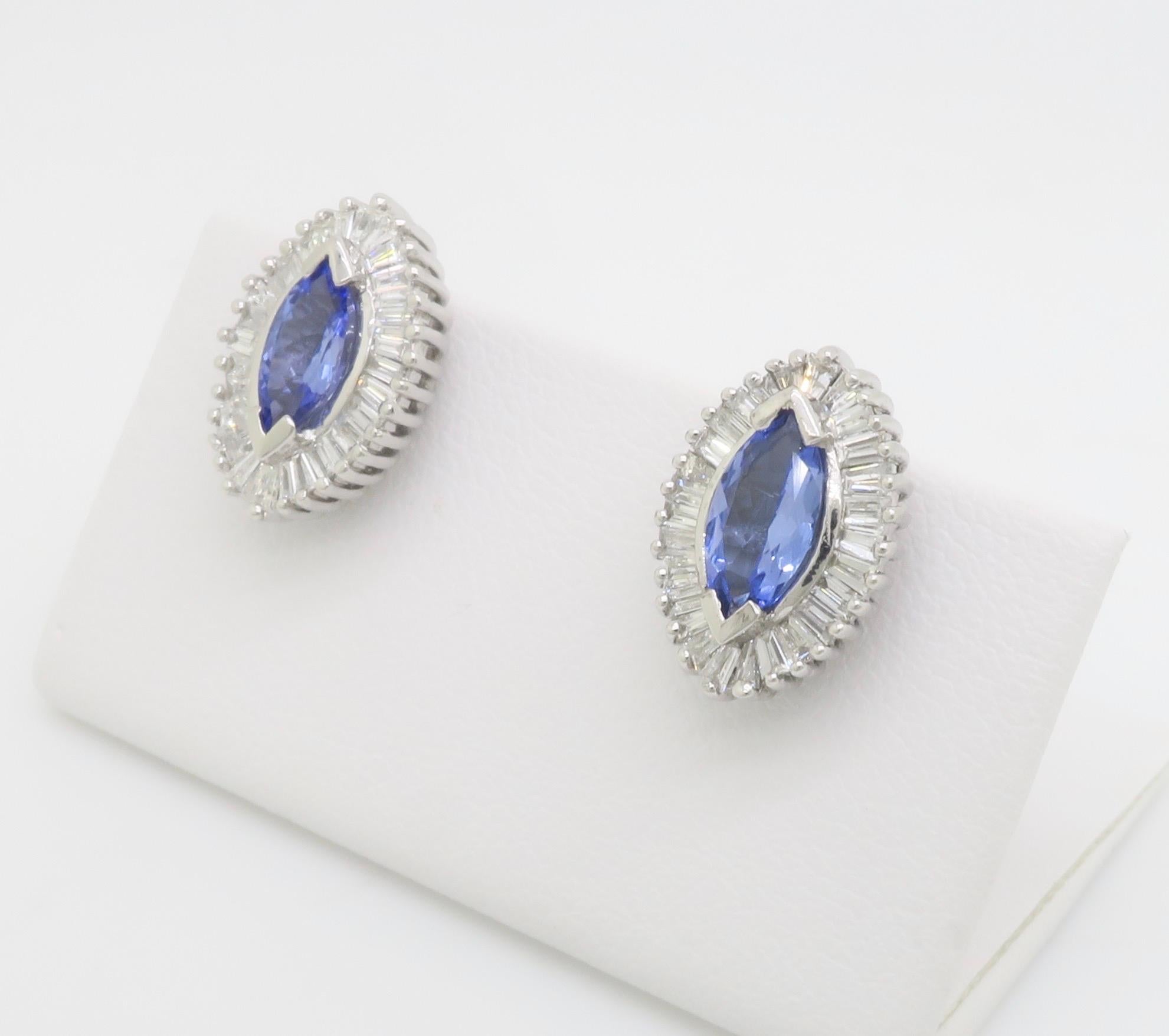 Tansanit & Diamant-Halo-Ohrstecker Damen im Angebot