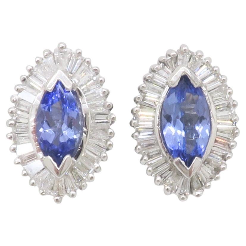 Orecchini a perno con tanzanite e diamanti