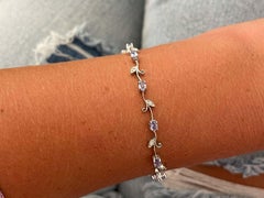 Tanzanite Diamond Leaf Bracelet in 14k White Gold