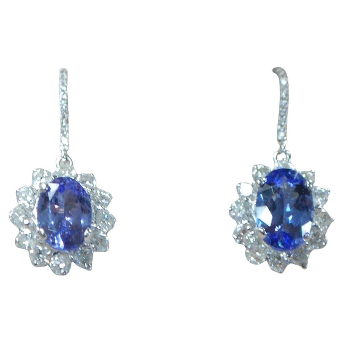 Tanzanite & Diamond luxurious earrings 18KT gold