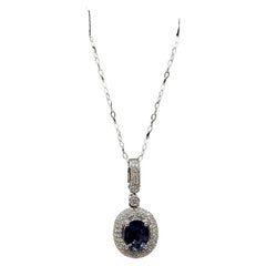 Tanzanite 
Diamond Necklace in 14kt White Gold – 1.50ctw, 18in, New