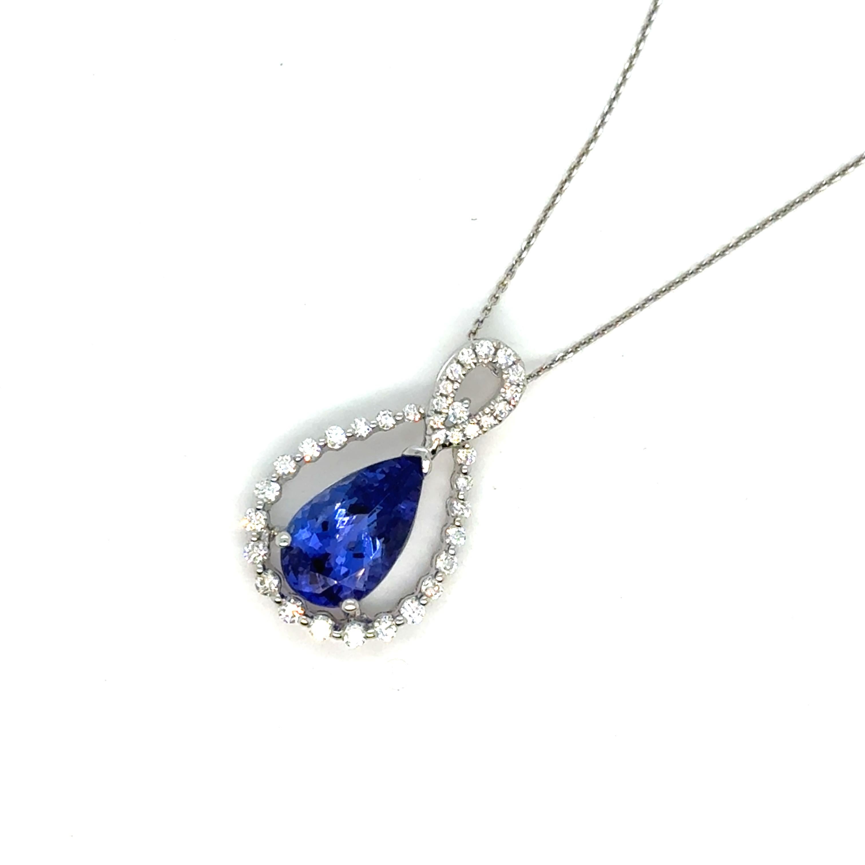 Elegant Tanzanite Diamond pendant in Pears shape. 

Secure Yours Today: Limited stock available. Don't miss the chance to secure your Tanzanite Diamond Pendant today. It's not just a pendant; it's a way of fashion.

Product Details
Gemstone -