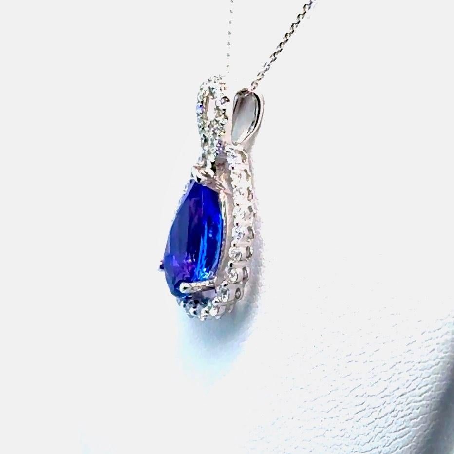 Pear Cut Tanzanite Diamond Pendant With 18KW GOLD For Sale