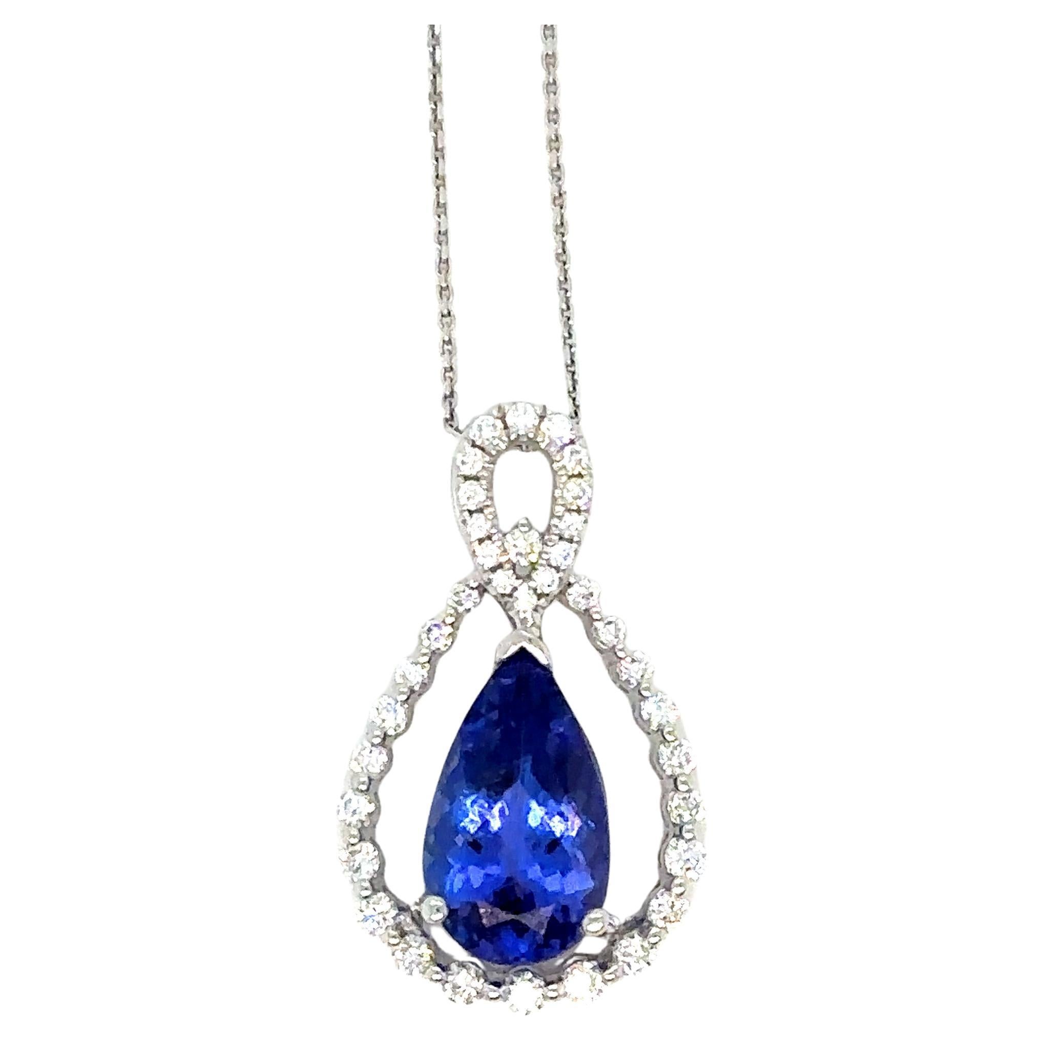 Tanzanite Diamond Pendant With 18KW GOLD