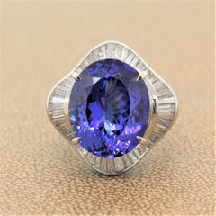 Tanzanite Diamond Platinum Ballerina Ring