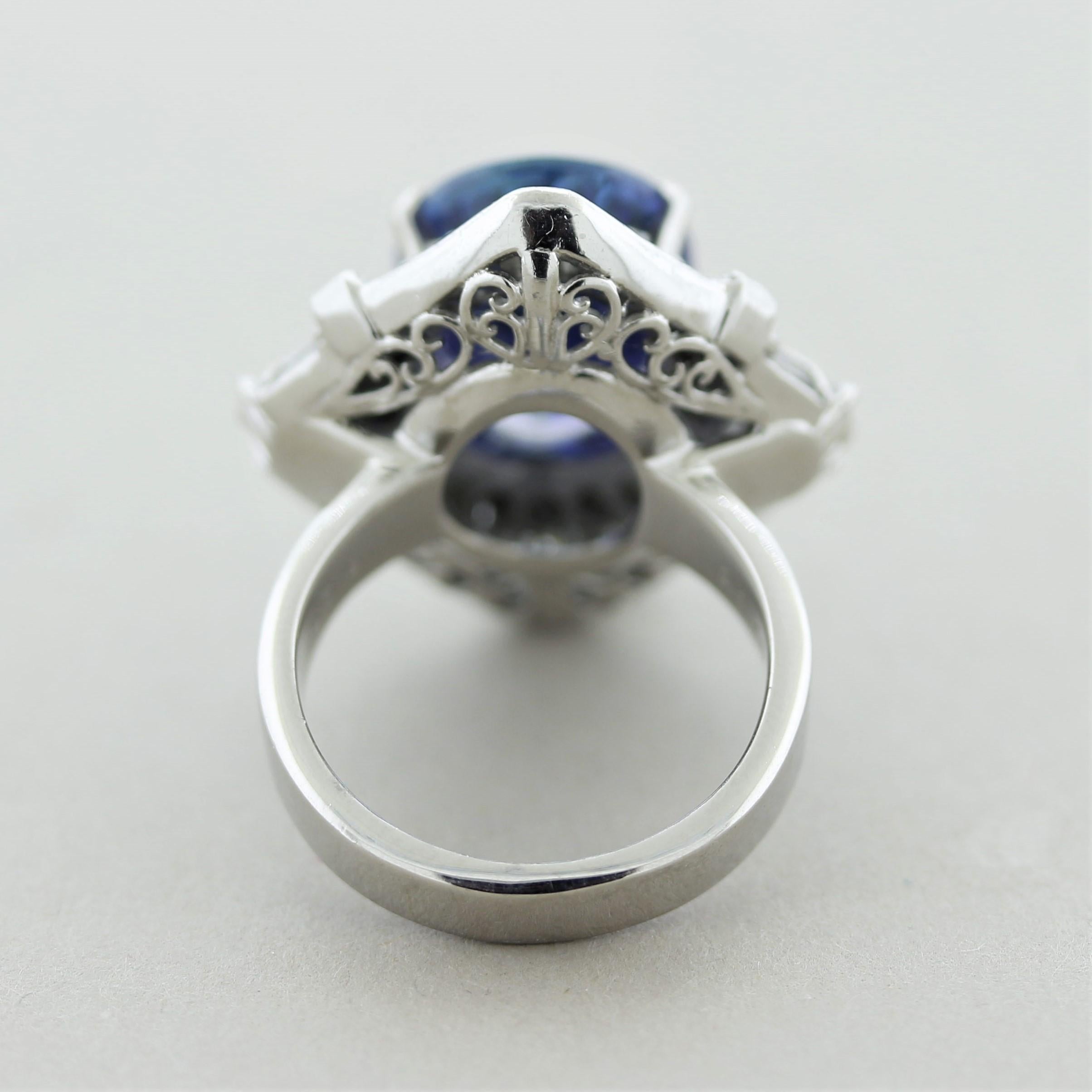 Women's Tanzanite Diamond Platinum Cocktail Ring For Sale