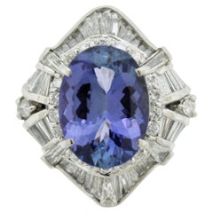 Tanzanite Diamond Platinum Cocktail Ring