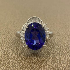 Vintage Tanzanite Diamond Platinum Ring
