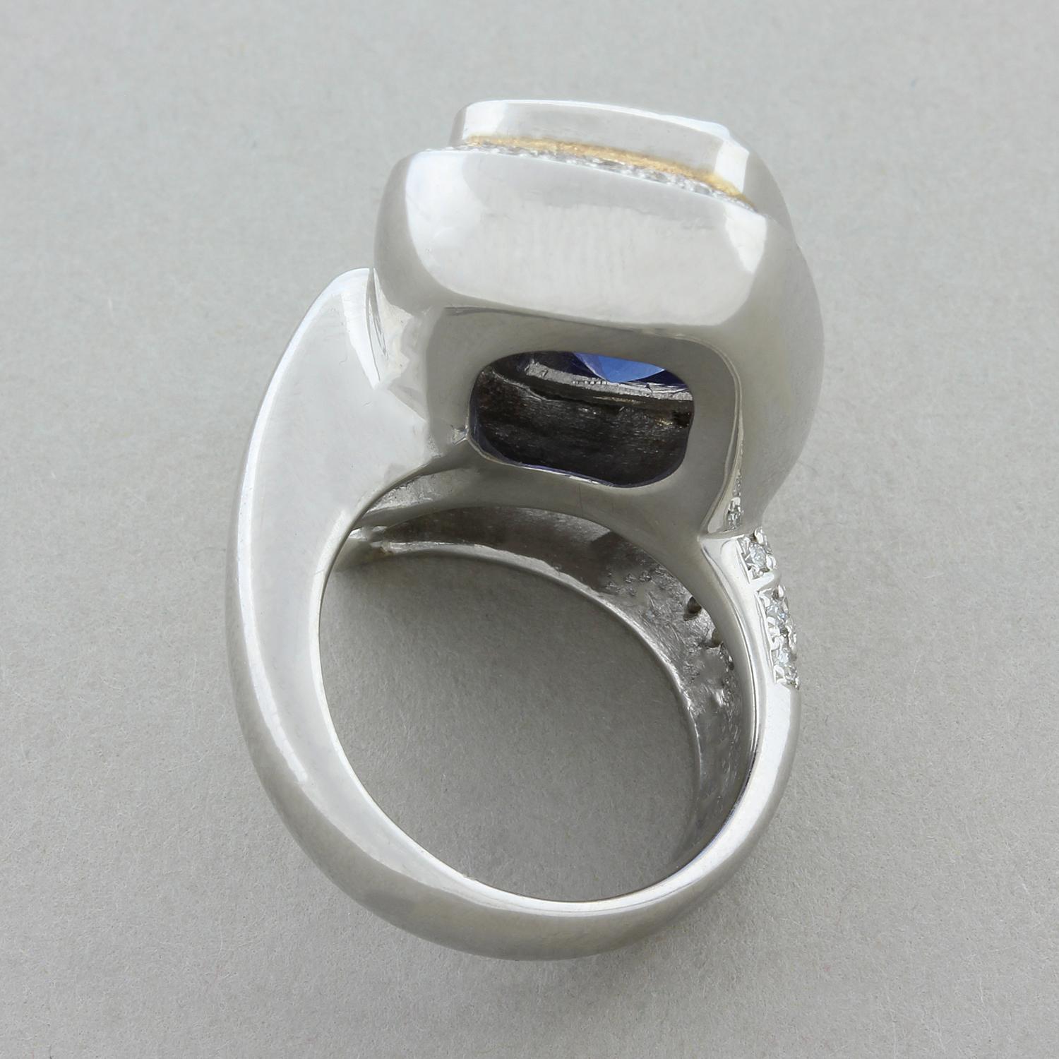 Women's Tanzanite Diamond Platinum Serpentine Ring