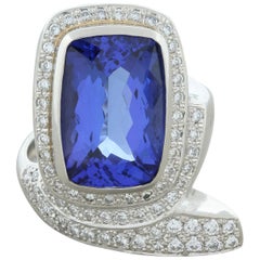 Tanzanite Diamond Platinum Serpentine Ring