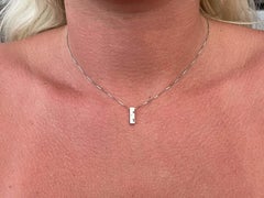 Tanzanite Diamond Rectangular Necklace Solid 18k White Gold