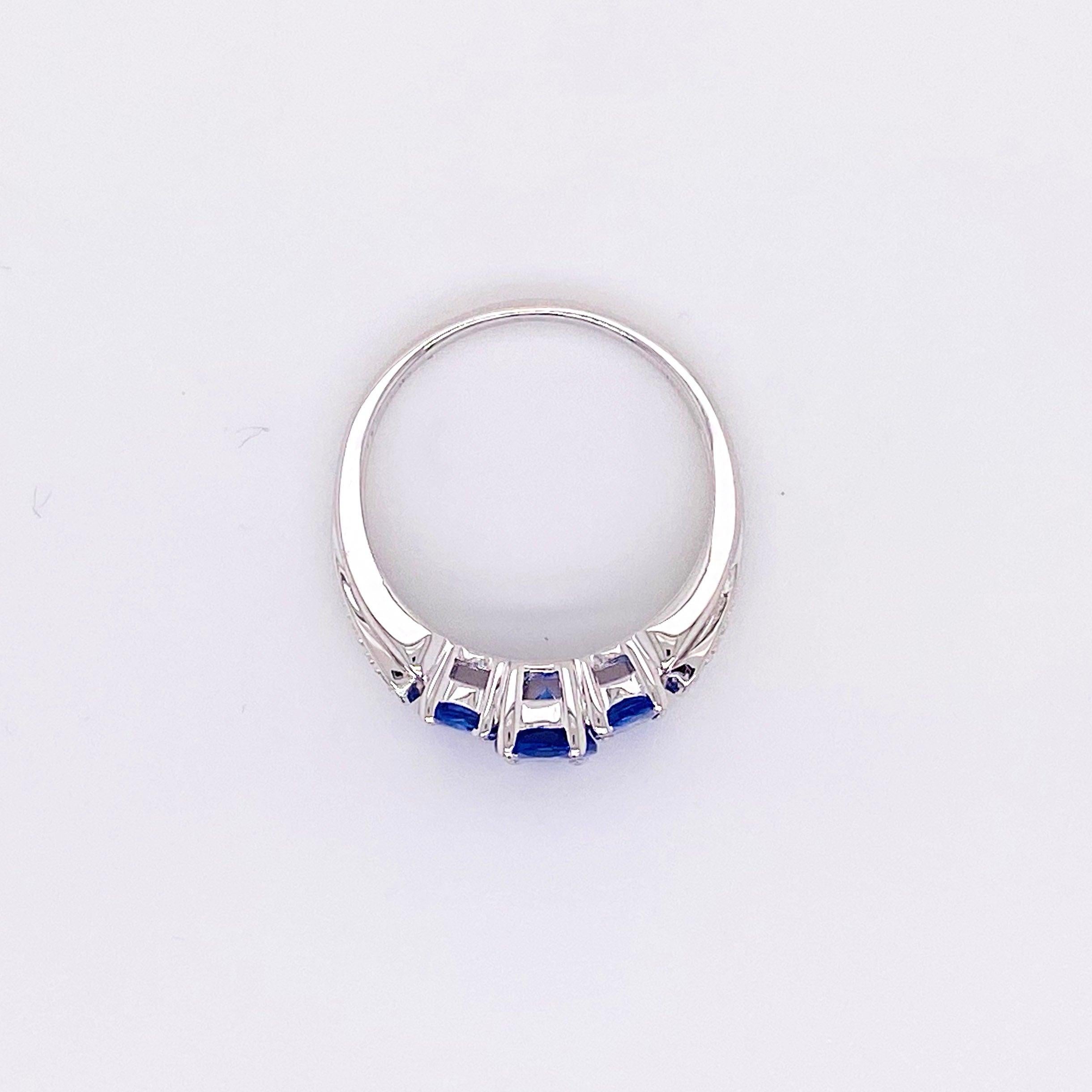 Tanzanite Diamond Ring 14 Karat White Gold Blue Three-Stone Ring 1.50 Carat 5