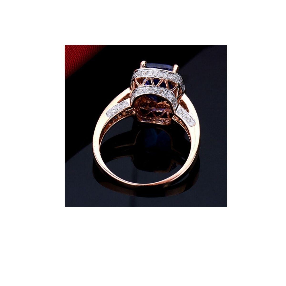 Rose Cut Tanzanite Diamond Ring 14k Rose Gold For Sale